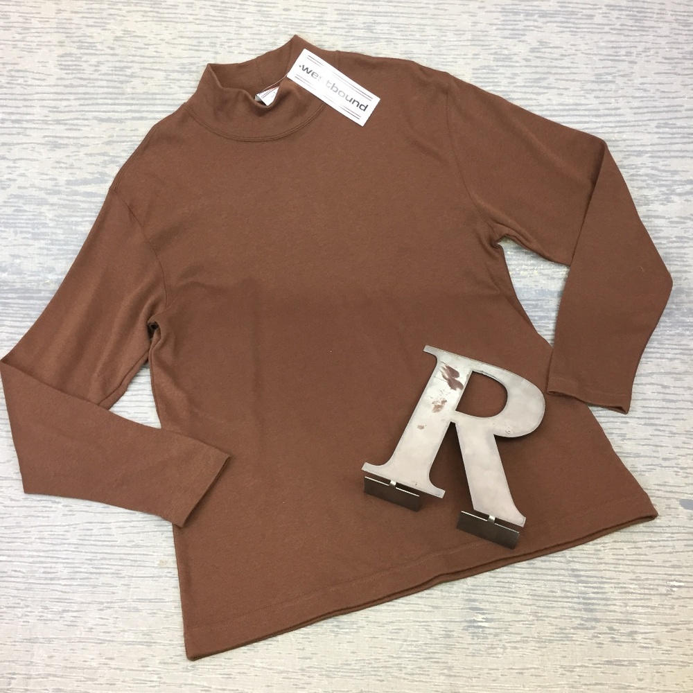 Westbound brown mock turtleneck